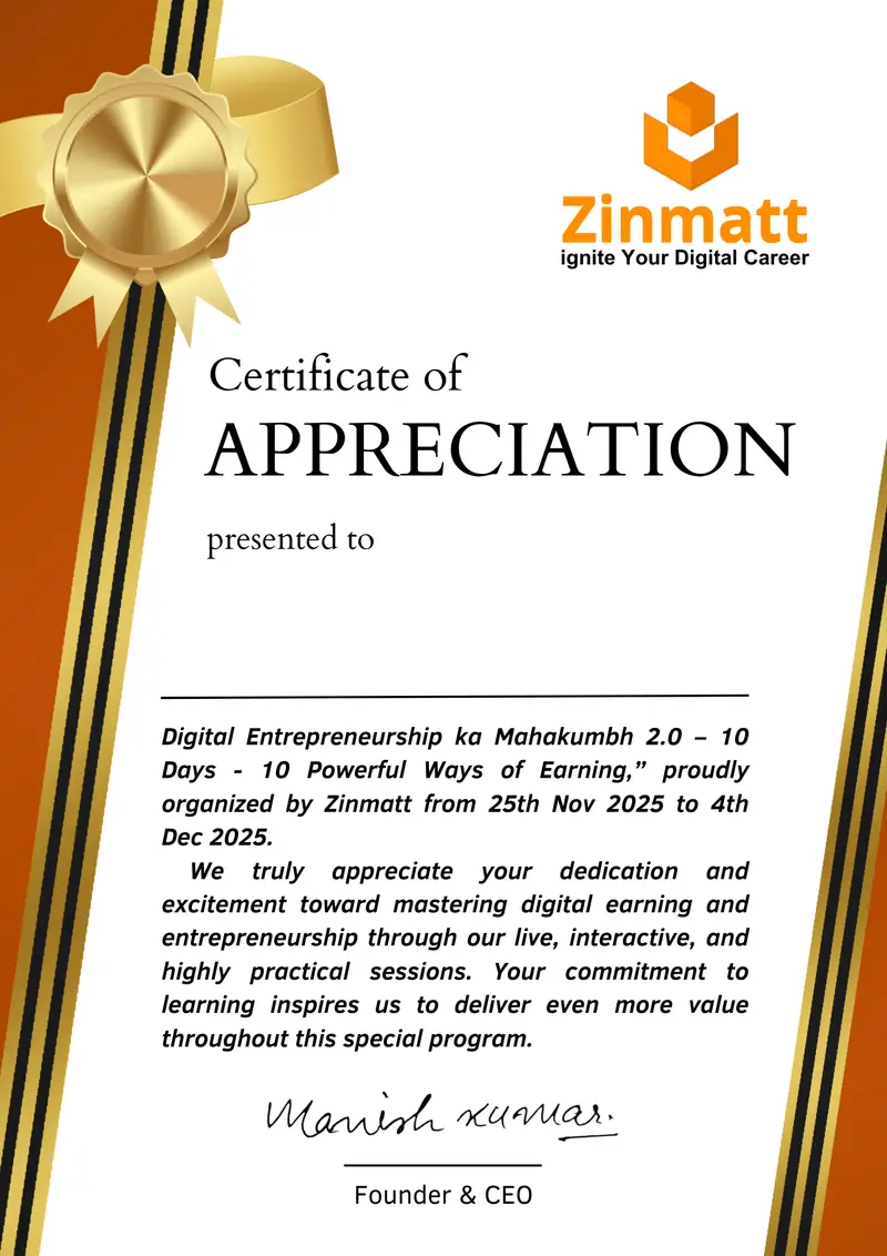 Zinmatt Certificate Preview
